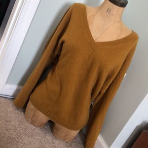 Madewell Yellow Mustard Double V-Neck Sweater L